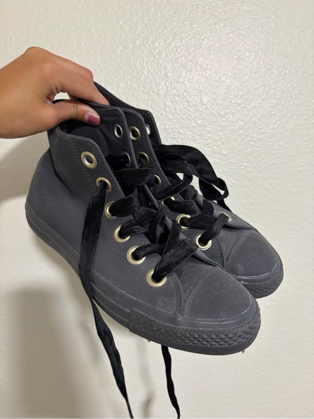 Converse Black High-Top Canvas Sneakers with Velvet Laces